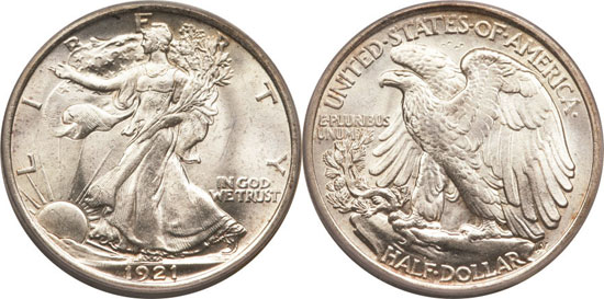 1921 Walking Liberty Half Dollar